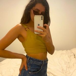 American Eagle Golden Linen Crop Top